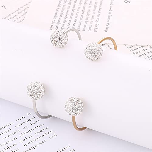 Women's Stainless Steel Minimalist Open Cuff Bracelet with Zirconia Ball, Silver/Gold - color: Silver-12mm ball