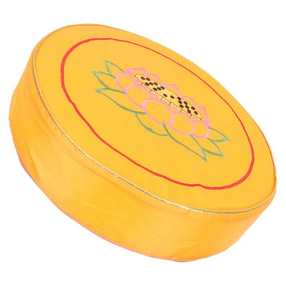 Beavorty Floor Cushion Round Sitting Pillow Buckwheat Bolster Thick Yellow Floral Yoga Cushion for Zen and Worship Kneeling Mat Home Sitting Pad