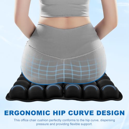 3D Air Cell Inflatable Seat Cushion, 36 Airbags Airplane Seat Cushion for Long Flights, Pressure Relief for Tailbone & Hip Pain, Wheelchair Cushions with Air Pump