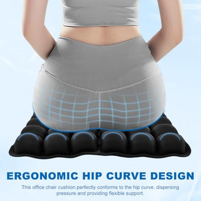3D Air Cell Inflatable Seat Cushion, 36 Airbags Airplane Seat Cushion for Long Flights, Pressure Relief for Tailbone & Hip Pain, Wheelchair Cushions with Air Pump