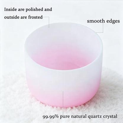 Hye-eun 7PCS 432Hz Crystal Singing Bowls Set, Premium Quartz Meditation Sound Bowls for Chakra Healing Yoga Reiki, Include Rubber Mallets & Carrying Bags-7-12 Inch (Pink Gradient) - color: 7-12inch 432hz Half-Pink 7PCS