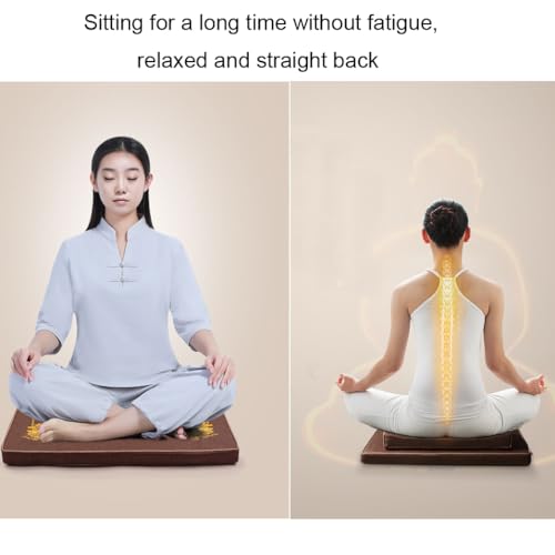 Portable Foldable Meditation Cushion Mat Set with Washable Cotton Linen Cover, Larger Yoga Mat Bolster Floor Pillows Seating for Adults Meditation Accessories red-70CM
