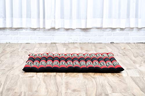 Leewadee Zabuton Seating Cushion – Square Floor Seat for Meditation Exercises, Light Yoga Mat Filled with Kapok - color: Sf13 - Red, Black