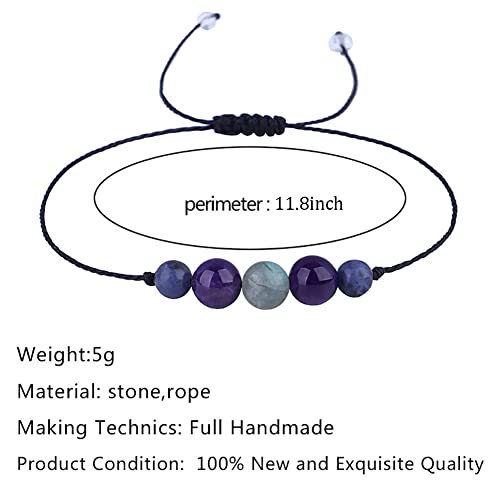 Ronglry Crystal Bracelet for Women Men - Spiritual Healing Stones Amethyst Gem Bracelet for Anxiety Relief - Natural Beads Jewelry - style: ANXIETY&STRESS
