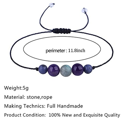Ronglry Crystal Bracelet for Women Men - Spiritual Healing Stones Amethyst Gem Bracelet for Anxiety Relief - Natural Beads Jewelry - style: ANXIETY&STRESS