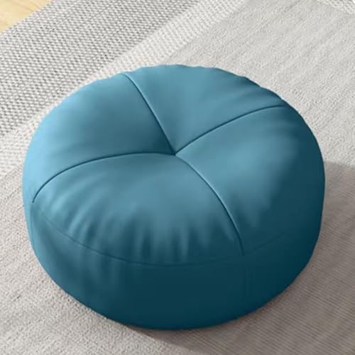 Round Floor Seat Cushion Extra Thick Adults Yoga Meditation Cushions with EPS Particles Filling,Waterproof Leather Soft Floor Pillows Seating Pouf (Blue,16x16x4.7inch) - color: Blue, size: 16x16x4.7inch