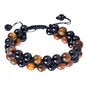 Triple Protection Bracelet,Bracelets for Men Women, Natural Tiger Eye Jewelry Stone Hematite and Blue Stone Hematite 8mm Crystal Bracelet - Adjustable Size with Premium Gift-Box - color: Brown-Black