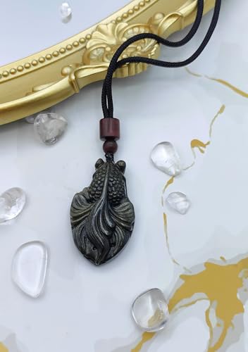 Crystal Pendant Necklaces Healing love Women's Men's choker Obsidian Tiger eye White Crystal Black Gold waterproof dainty Charm stackable statement Cute Stone necklace Unisex - style: Crystal pendant Goldfish