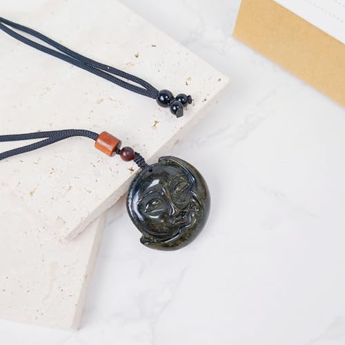 Crystal Pendant Necklaces Healing love Women's Men's choker Obsidian Tiger eye White Crystal Black Gold waterproof dainty Charm stackable statement Cute Stone necklace Unisex - style: Crystal pendant Golden Sunmoon