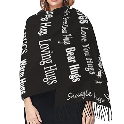 Hugs Shawl Gift For Friends And Family With Inspirational Messages Pashmina Positive Energy,Compassion,Serenity Wraps - color: Wtf02
