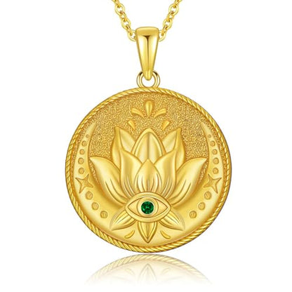 Evil Eye Necklace for Women 925 Sterling Silver, Protection Necklace with Blue Evil Eye Charm, Evil Eye/Lotus Pendant Jewelry, Birthday Christmas Gifts for Her - style: Lotus Evil Eyes 03