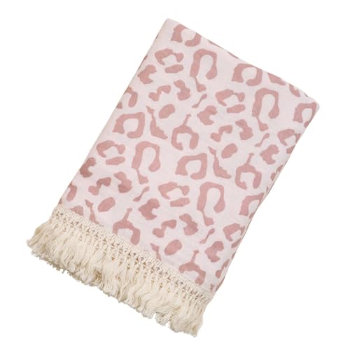 vctops Muslin Baby Blanket with Tassels 100% Cotton Leopard Print Swaddle Blankets 39"x47" Lightweight Soft Breathable Gauze Blanket for Sleeping (Pink A,39"x47") - color: Pink a, size: Baby(39"x47")
