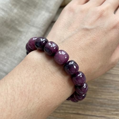 MUDI Bracelet For Women, Bodhi Seed Beads Bracelets Fidget Healing Energy Protection Stretch to My Man Jewelry Gift - color: Round Purple Like Grape