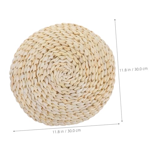 SOLUSTRE Yoga Mat Companion: 30x30cm Round Straw Braid Meditation Cushion Hand-Woven Seat Pad