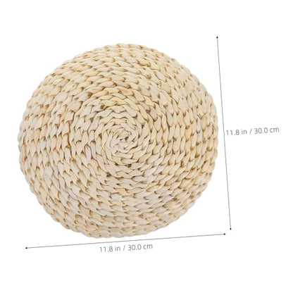 SOLUSTRE Yoga Mat Companion: 30x30cm Round Straw Braid Meditation Cushion Hand-Woven Seat Pad