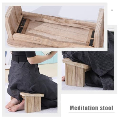 Outanaya Meditation Kneel Sit Stool Wooden Meditation Bench for Home Temple Relaxation Non-Slip Design for Comfortable Sitting and Improved Circulation