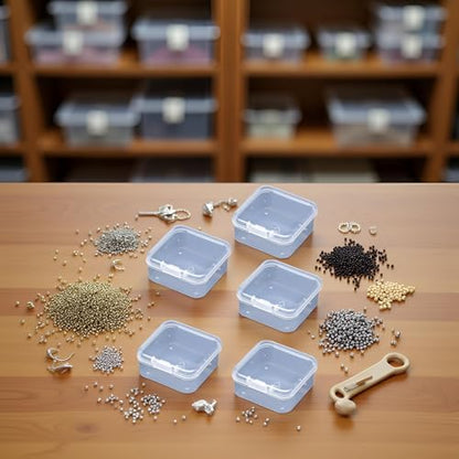 5 Pcs Clear Plastic Jewelry Storage Containers, Mini Square Box Empty Case with Lid Jewelry Boxes Jewelry Accessories for Earplugs, Jewelry, Hardware or Other Small Crafts