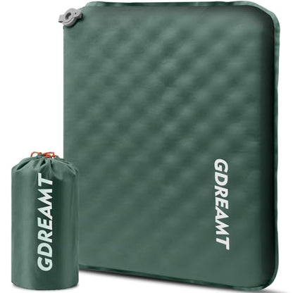 Inflatable Seat Cushion, Self-Inflating Memory Foam Stadium Seats Cushion Portable Camping Air-Foam Sitting Pad for Travel Airplane Car Bleachers Backpacking Office, Lightweight & Compact - color: 1 Pack Green