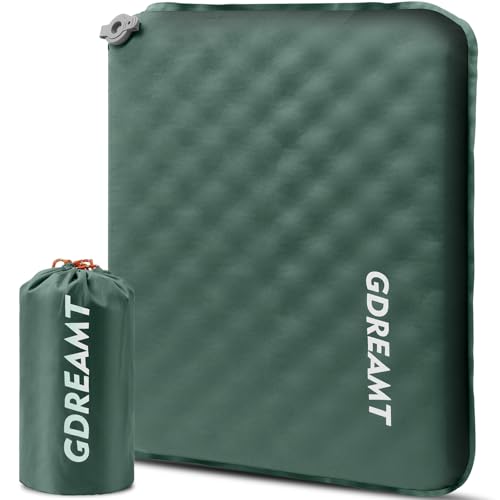 Inflatable Seat Cushion, Self-Inflating Memory Foam Stadium Seats Cushion Portable Camping Air-Foam Sitting Pad for Travel Airplane Car Bleachers Backpacking Office, Lightweight & Compact - color: 1 Pack Green