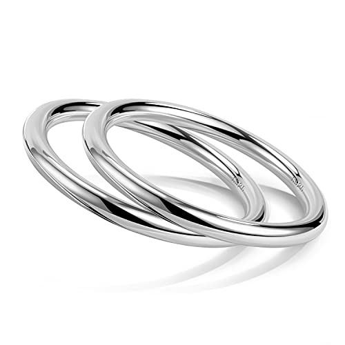 Dankadi Minimalism Women Men 925 Sterling Silver Bracelet Width 7-8MM Diameter 60-65 mm Solid Smooth On Bangle Cuff Fashion Fine Jewelry Gifts - color: Width 7MM 2 Piece, size: 4.72-5.12 inches