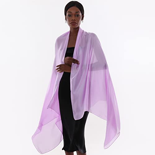 Womens Scarf Pashmina Shawls and Wraps for Evening Dresses Like Chiffon Silk Scarf for Bridal Wedding - color: Light Purple