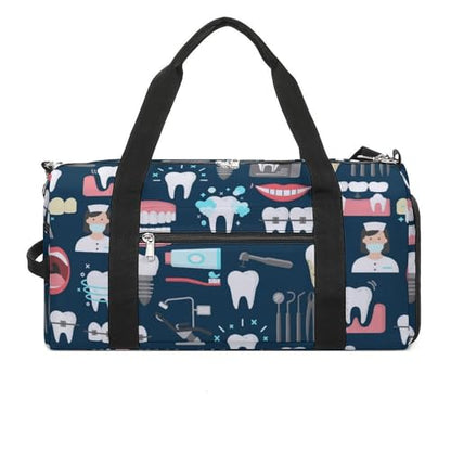 Teeth Dental Seamless Pattern Large Capacity Portable Fitness Bag, Easy to Carry - color: Teeth Dental Seamless Pattern