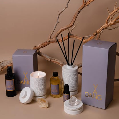 Van Dang Crystal Stone Meditation Set Clear Quartz | Diffuser Oil Dropper Aromatherapy | Luxury Spiritual Home Decor Fragrance Gift Notes of Cardamom, Nutmeg, Pepper, Myrrh, Sandalwood (Buddhapada) - color: Buddhapada