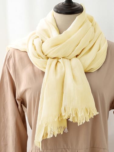 Harewom Lightweight Gauze Linen Feeling Shawl Wraps for Women Beach Summer Scarf for Evening Wedding Dresses - color: Shawl Wraps - Light Yellow