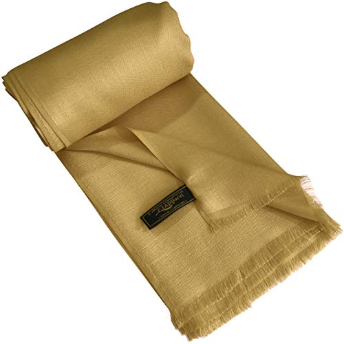 CJ Apparel Solid Color Fringe Design Fringe Shawl Scarf Wrap Stole Throw Head Wrap Pashmina Gift Hand Made in Nepal New - color: Light Brown Fc1068
