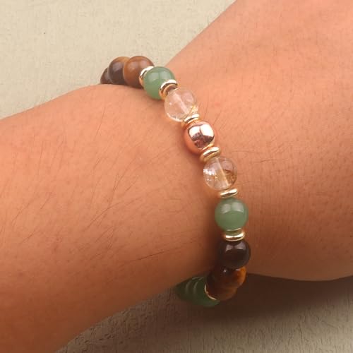 KSQS Healing Stone Bead Bracelet for Women, Natural Gemstones Balance Protection Bracelet, Spiritual Crystal Beads Bracelet Anxiety Relief with Meaning Card - style: Good Fortune
