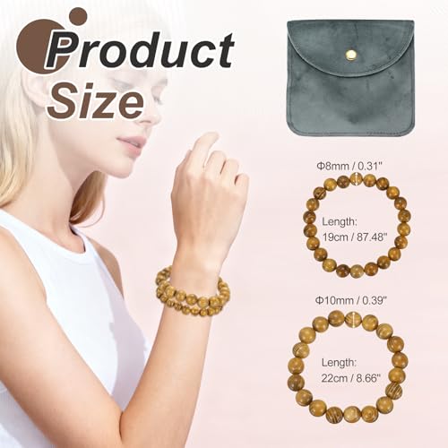 MECCANIXITY Pcs Prayer Beads Bracelet, Natural Wooden Bead Mala Bracelets Link Wrist for Men Women Beaded Stretch Crafts Bangle - color: Yellow Sandalwood Color