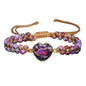 Women Boho Wrap Bracelet,Handmade Natural Stone Crystal Emperor Beads Heart Bracelet, Fashion Bohemian Jewelry Gift for Women - color: Purple Red