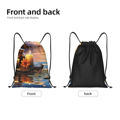 Candles Meditation Stones Drawstring Bag Women Men Drawstring Backpack Waterproof Lightweight Gym Sackpack Yoga Bag,Medium - size: Medium