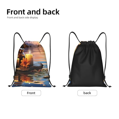Candles Meditation Stones Drawstring Bag Women Men Drawstring Backpack Waterproof Lightweight Gym Sackpack Yoga Bag,Small - size: Small