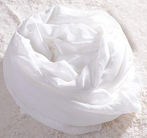 Women's Cotton Scarves Lady Light Soft Fashion Solid Scarf Wrap Shawl - color: White