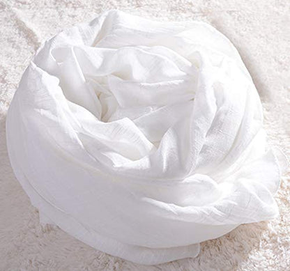 Women's Cotton Scarves Lady Light Soft Fashion Solid Scarf Wrap Shawl - color: White
