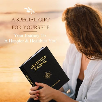 Lanpn Daily Gratitude Journal for Men Woman, 4 Month Mindfulness & Affirmation Planner, 7.8"x9.2" The 5 Minute Grateful Diary, Guided Reflection with Positivity Prompts Undated Notebook, Black - color: Black