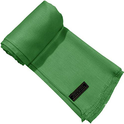 CJ Apparel Solid Color Fringe Design Fringe Shawl Scarf Wrap Stole Throw Head Wrap Pashmina Gift Hand Made in Nepal New - color: Forest Green Fc1042c