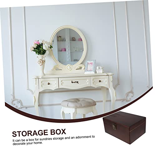 TOPPERFUN Sundries Storage Box Retro Wooden Organizer for Jewelry Items Decor Multi-functional Holder for Desktop Use
