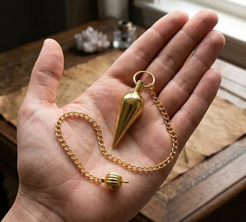 Long Cone Brass Metal Pendulum Healing Dowsing Divination Meditation Metaphysical Reiki Pendulum - color: Long Cone