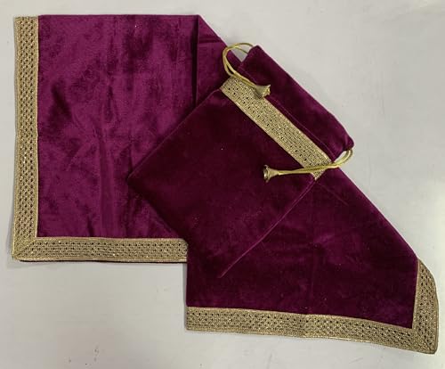 SMMS Spiritual Velvet Table Cloth Altar Tarot Spread (Wine, Medium- 61cm*61cm/ 24inch*24inch) - color: Wine, size: Medium- 61cm*61cm/ 24inch*24inch