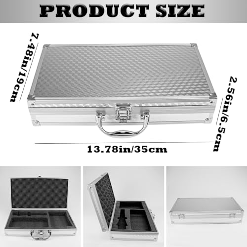 Aluminum Case with Lock Portable Metal Hard Suitcase Professional Clipper Case Aluminum Briefcase with Ripple Foam,Sliver (13.7x7.5x2.5Inch), Sliver, fashion