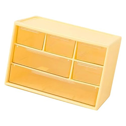 3-Tier Desktop Drawer Organizer, 6-Grid Storage Box for Jewelry, Makeup, Small Items, Clear Plastic Drawers for Desk Organization