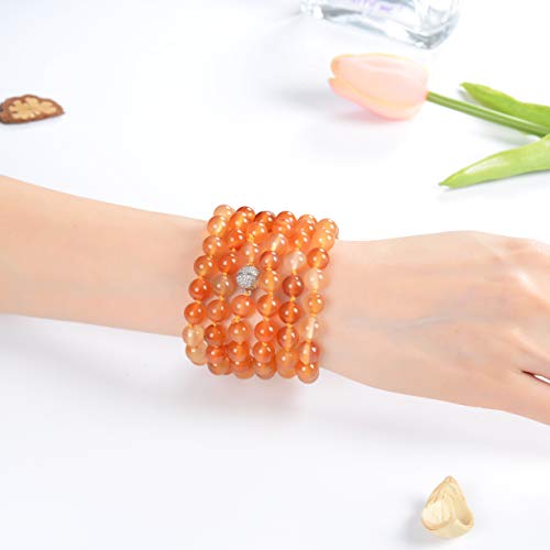mala Beads Necklace for Women Man, mala Bracelet, Prayer Beads Necklace - color: orange carnelian no tassel