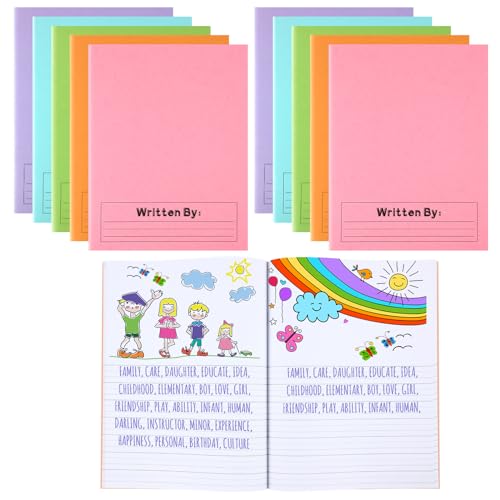 Henoyso 12 Pcs Primary Composition Notebook K-2 Primary Journal, Notebook for Kids Supplies, Bulk Blank Writing Book for Kid to Write Draw Journal 60 Page (9.8″ X 7.5″,Light Color) - color: Light Color, size: 9.8″ X 7.5″