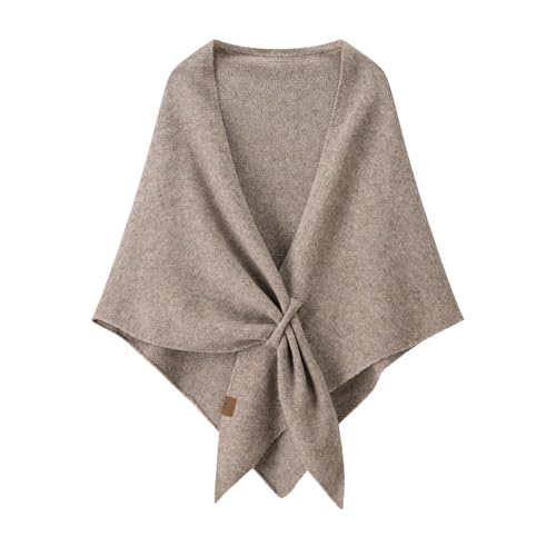 Women Pashmina Shawl Wraps Knitted Shawls and Wraps Cardigan Cape Wool Cashmere Shoulder Top Sweater Shawl Scarf - color: Khaki