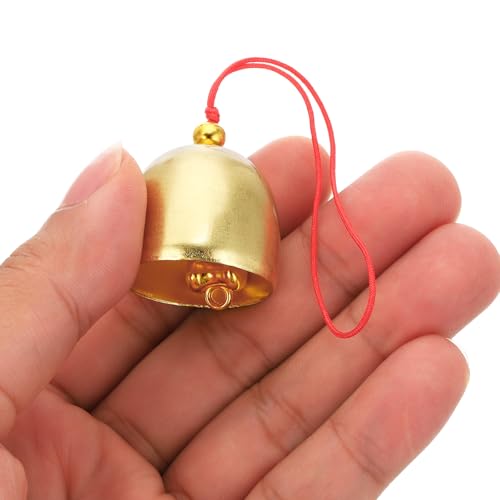 PATIKIL 6 Pcs Wind Chime, Hanging Bells Temple Bells Retro Outdoor Hanging Metal Chinese Wind Chime Round for Outside Garden Camping, Gold Red - color: Gold Red