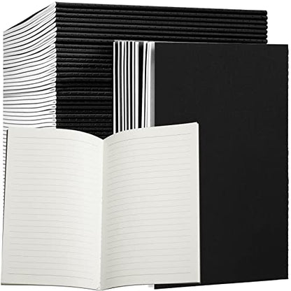 Sabary 72 Pack Kraft Paper Notebook Journals 5.5 Inch x 8.3 Inch A5 Notebook in Bulk Softcover Ruled for Writing Sketch Travel Journal with 60 Pages 30 Sheets(Black,Line) - color: Black, style: Line