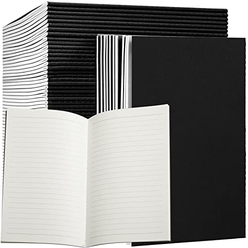 Sabary 72 Pack Kraft Paper Notebook Journals 5.5 Inch x 8.3 Inch A5 Notebook in Bulk Softcover Ruled for Writing Sketch Travel Journal with 60 Pages 30 Sheets(Black,Line) - color: Black, style: Line