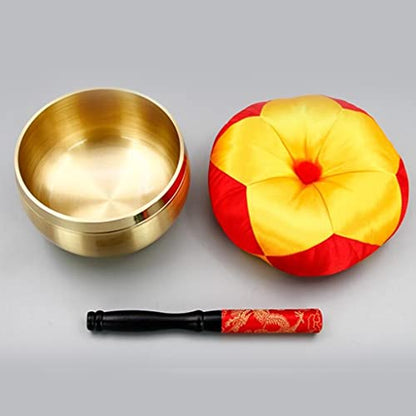 Tibetan Singing Bowl Meditation Set, Handmade Buddhist Music Bowl, Used for Yoga Prayer and Mindfulness Nepal Meditation Mat Accessories(7in)
